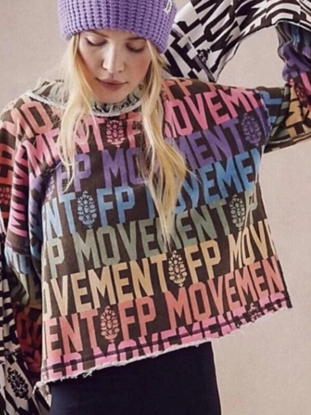 #1799 Free People Movement Wild Side Combo Tee Small